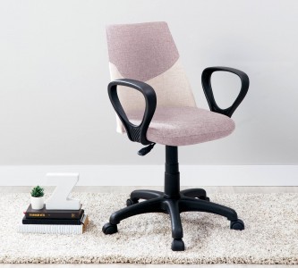 Scaun de birou pentru copii, tapitat cu stofa Dual Roz, l59xA56xH82-95 cm