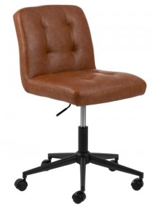 Scaun de birou ergonomic tapitat cu piele ecologica, Cosmo Camel / Negru, l46xA59xH77,5 cm