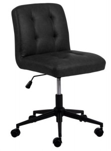 Scaun de birou ergonomic tapitat cu piele ecologica, Cosmo Negru, l46xA59xH77,5 cm