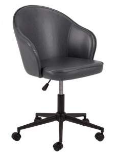 Scaun de birou tapitat cu piele ecologica, Mitzie Negru, l63xA46,5xH80 cm