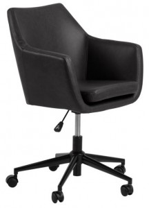 Scaun de birou ergonomic tapitat cu piele ecologica, Nora Negru, l58xA58xH91 cm
