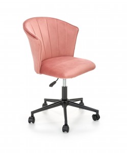 Scaun de birou tapitat cu stofa, Pasquale Velvet Roz / Negru, l55xA61xH77-87 cm