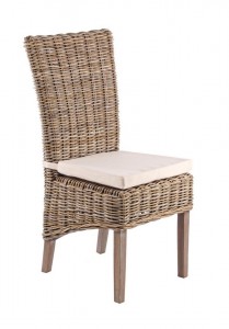 Scaun de gradina / terasa din ratan kubu si lemn de mahon Luzia Natural, l48xA59xH104 cm