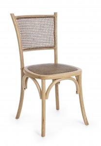 Scaun din lemn de ulm, cu spatar si sezut din ratan natural Carrel Natural, l45xA53xH89 cm