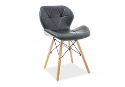 Scaun din lemn, tapitat cu piele ecologica Matheus Black / Beech, l49xA37xH72 cm