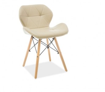 Scaun din lemn, tapitat cu piele ecologica Matheus Cappuccino / Beech, l49xA37xH72 cm