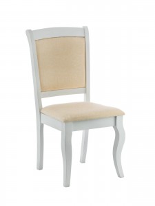 Scaun din lemn, tapitat cu stofa Galla White l48xA43xH99,5 cm