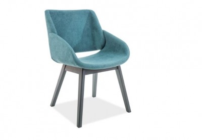 Scaun din lemn, tapitat cu stofa Neti Turquoise / Graphite, l52xA45xH82 cm