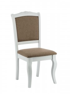 Scaun din lemn, tapitat cu stofa Shelly White / Light Brown, l49,5xA43xH102,5 cm