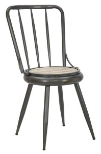 Scaun din metal si lemn, cu spatar reversibil Berlin Gri inchis, l43xA51xH86,5 cm