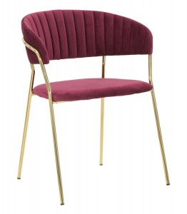 Scaun tapitat cu stofa, cu picioare metalice Ring Bordeaux / Auriu, l58xA55xH76 cm