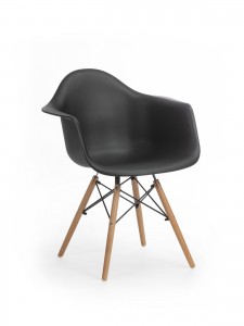 Scaun din plastic cu picioare de lemn Echo Black, l64xA60xH81 cm