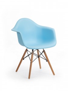 Scaun din plastic cu picioare de lemn Echo Blue, l64xA60xH81 cm
