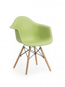 Scaun din plastic cu picioare de lemn Echo Green, l64xA60xH81 cm