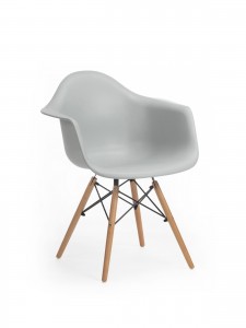 Scaun din plastic cu picioare de lemn Echo Grey, l64xA60xH81 cm