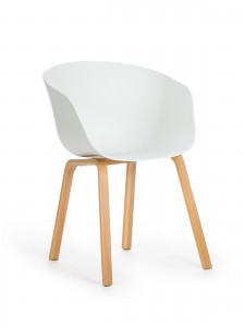 Scaun din plastic cu picioare din lemn Iris White, l55xA56xH80 cm
