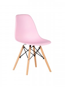 Scaun din plastic cu picioare din lemn Lois Pink, l46xA37xH81 cm