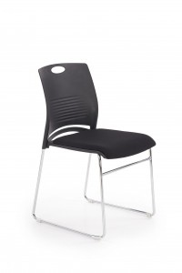 Scaun din plastic, cu sezut tapitat cu stofa si picioare metalice Calum Negru, l44xA52xH80 cm