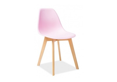 Scaun din plastic, cu picioare din lemn Morrice Pink / Beech, l46xA38xH85 cm