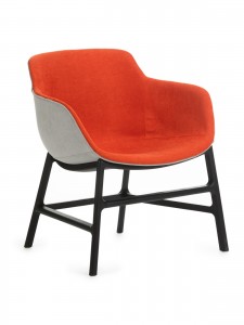 Scaun din plastic tapitat cu stofa, cu picioare din metal Shirley Orange, l63xA62xH70 cm