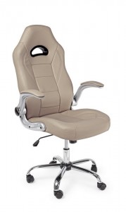 Scaun gaming tapitat cu piele ecologica, Boneville Bej, l52xA66xH114-121 cm