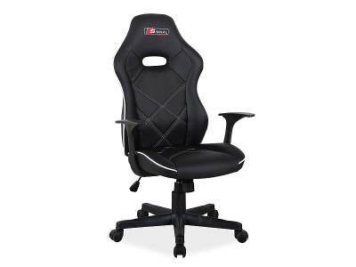 Scaun gaming tapitat cu piele ecologica Bogdan Negru / Alb, l65xA46xH108-118 cm