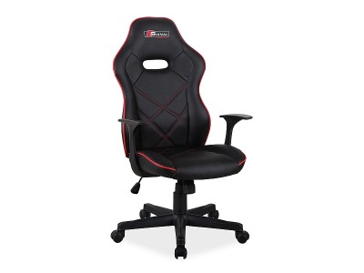 Scaun gaming tapitat cu piele ecologica Bogdan Negru / Rosu, l65xA46xH108-118 cm