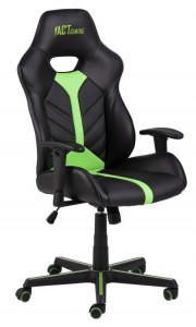 Scaun gaming tapitat cu piele ecologica Cobblestone Negru / Verde, l63xA63xH113-123 cm