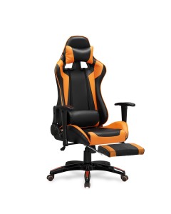 Scaun gaming, tapitat cu piele ecologica Damarius 2 Negru / Portocaliu, l68xA69xH126-134 cm