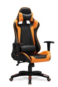 Scaun gaming, tapitat cu piele ecologica Damarius Negru / Portocaliu, l68xA69xH126-134 cm