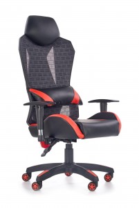 Scaun gaming, tapitat cu piele ecologica Donie Negru / Rosu, l72xA68xH126-136 cm