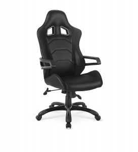 Scaun gaming, tapitat cu piele ecologica Doralie Negru, l64xA75xH110-118 cm