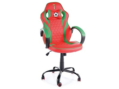 Scaun gaming tapitat cu piele ecologica, Portal Rosu / Verde, l62xA48xH109-119 cm