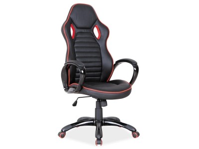 Scaun gaming tapitat cu piele ecologica, Qwin-105 Negru / Rosu, l67xA51xH120-130 cm