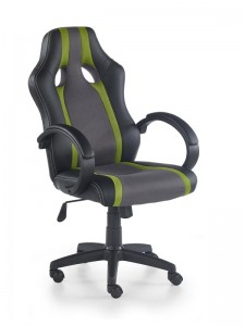 Scaun gaming tapitat cu piele ecologica Radon Gri / Verde, l60xA69xH107-117 cm