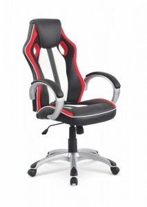 Scaun gaming, tapitat cu piele ecologica Rory Negru / Alb / Rosu, l62xA64xH111-121 cm