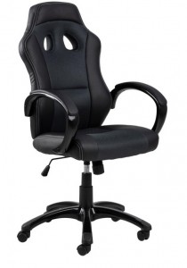 Scaun gaming tapitat cu piele ecologica si stofa, Race Negru / Gri Inchis, l64xA67xH108-118 cm