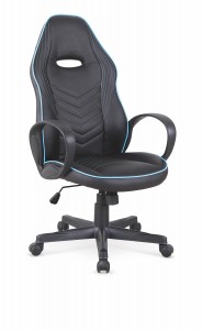 Scaun gaming, tapitat cu piele ecologica Stein Negru / Albastru, l62xA66xH111-121 cm