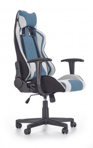 Scaun gaming tapitat cu stofa Carlin Gri /Turcoaz, l64xA60xH118-128 cm