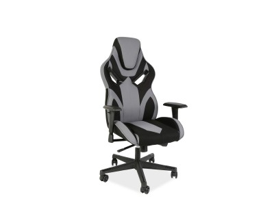 Scaun gaming tapitat cu stofa Charlee II Gri / Negru, l68xA50xH120-130 cm