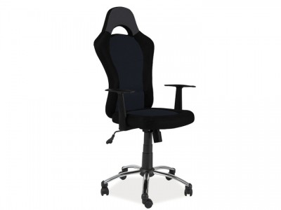 Scaun gaming tapitat cu stofa Qwin-039 Negru / Gri, l61xA46xH119-128 cm