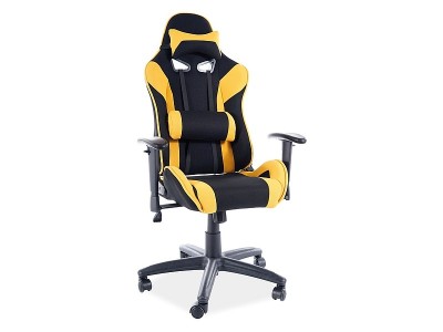Scaun gaming tapitat cu stofa, Vesper Kid Negru / Galben, l65xA41xH109-116 cm