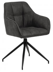 Scaun rotativ tapitat cu stofa si picioare metalice Brenda Antracit / Negru, l59xA54,5xH84,5 cm