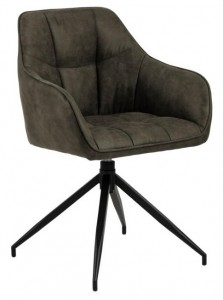 Scaun rotativ tapitat cu stofa si picioare metalice Brenda Verde / Negru, l59xA54,5xH84,5 cm