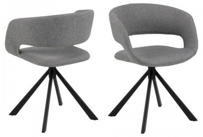 Scaun rotativ tapitat cu stofa si picioare metalice Grace Gri deschis / Negru, l56xA52xH73 cm