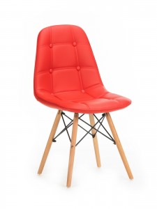 Scaun tapitat cu piele ecologica, cu picioare de lemn Stag Red, l55xA48xH83 cm