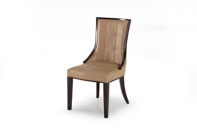 Scaun tapitat cu piele ecologica, cu picioare din lemn de salcam Marcello Beige, l47xA53xH90 cm