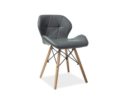 Scaun tapitat cu piele ecologica, cu picioare din lemn Matheus Grey, l49xA50xH72 cm