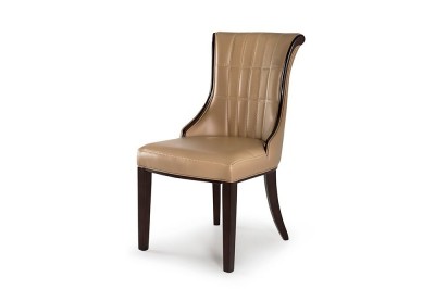 Set 2 scaune tapitate cu piele ecologica, cu picioare din lemn Ravelli Beige, l51xA49xH95,5 cm