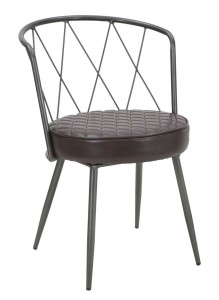 Scaun tapitat cu piele ecologica, cu picioare metalice Iron Maro / Gri inchis, l51xA56xH76 cm